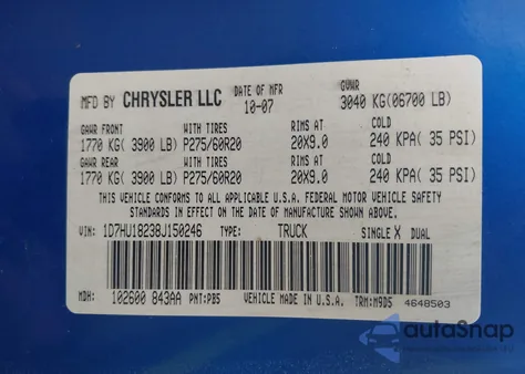2008 Dodge Ram 1500 Slt z USA, uszkodzony, nr VIN 1D7HU18238J150246